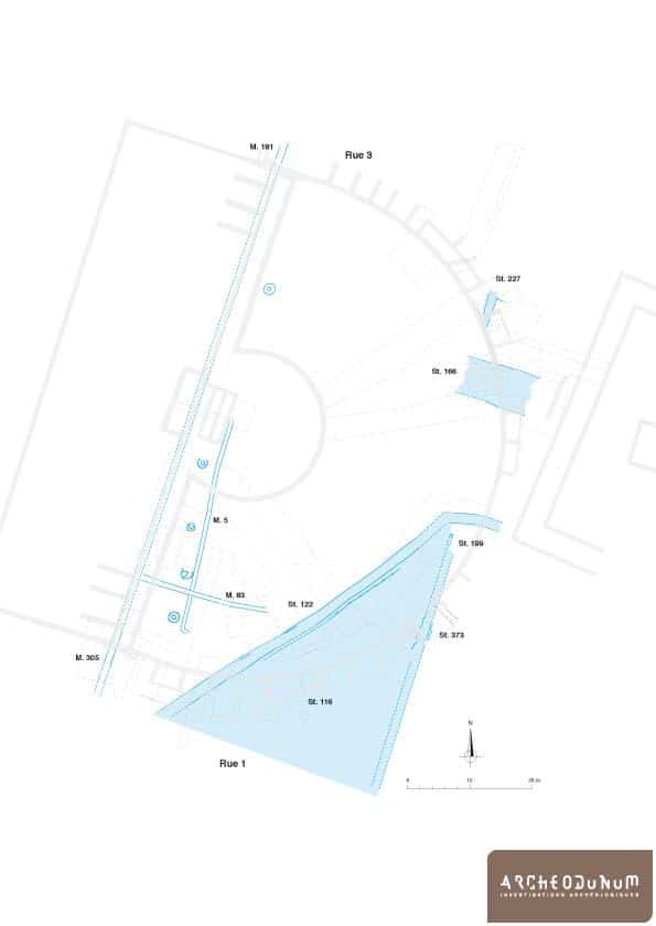 Alise-Sainte-Reine - Plan de l'esplanade et des aménagements associés qui précèdent la construction du théâtre.